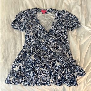 Lilly Pulitzer Blue and White Wrap Dress